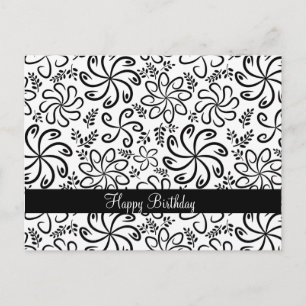 Alles Gute zum Geburtstag Schwarz Weiß Spiralförmi Postkarte