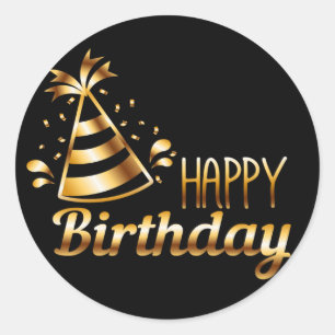 Alles Gute zum Geburtstag - Schwarzes u. Gold 3 S Runder Aufkleber