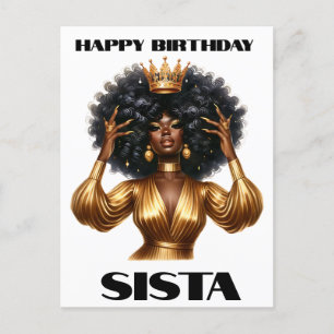 Alles Gute zum Geburtstag Schwester schwarze Frau  Postkarte