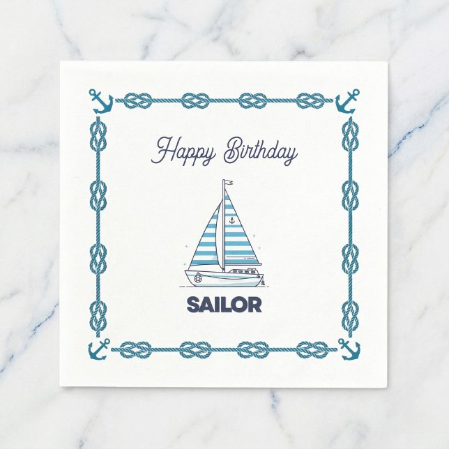 Alles Gute zum Geburtstag Seemann Serviette (Celebrate with smooth sailing vibes.)