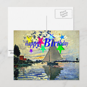 Alles Gute zum Geburtstag, Segelboot bei le Petit Postkarte