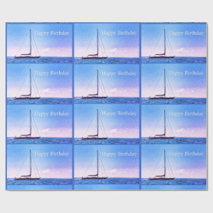 Alles Gute zum Geburtstag Segelboot Geschenkpapier