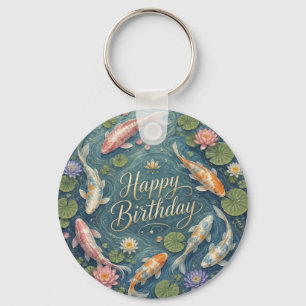 Alles Gute zum Geburtstag Serene Koi Teich Wasserl Schlüsselanhänger