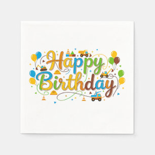 Alles Gute zum Geburtstag Servietten Baustellenfah