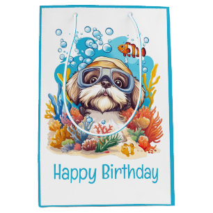 Alles Gute zum Geburtstag Shih Tzu Hund Schnorchel Mittlere Geschenktüte