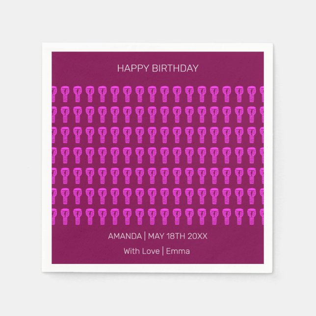 Alles Gute zum Geburtstag, Silhouette Djembe Drum  Serviette (Vorderseite)