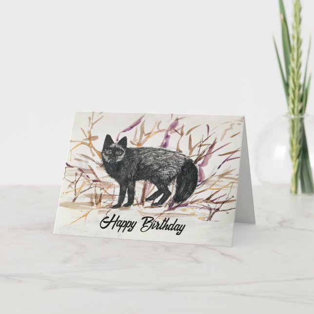 Alles Gute zum Geburtstag Silver Fox Wildlife Karte (Vorderseite)