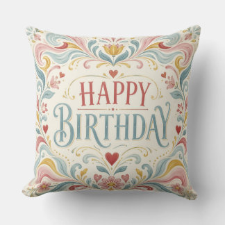 Alles Gute zum Geburtstag Skandinavische Volkskuns Kissen