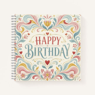 Alles Gute zum Geburtstag Skandinavische Volkskuns Notizbuch