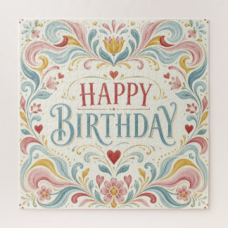 Alles Gute zum Geburtstag Skandinavische Volkskuns Puzzle