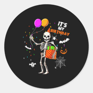 Alles Gute zum Geburtstag Skelett Frohe Halloween Runder Aufkleber