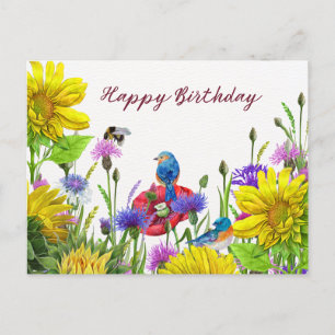 Alles Gute zum Geburtstag Sonnenblumen, Wildblumen Postkarte