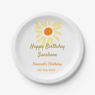 Alles Gute zum Geburtstag Sonnenschein gelb orange Pappteller