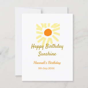 Alles Gute zum Geburtstag Sonnenschein gelbe orang Postkarte