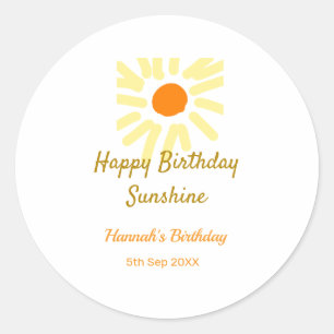 Alles Gute zum Geburtstag Sonnenschein gelbe orang Runder Aufkleber