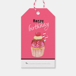 Alles Gute zum Geburtstag, Spaß pink Cupcake Gesch Geschenkanhänger