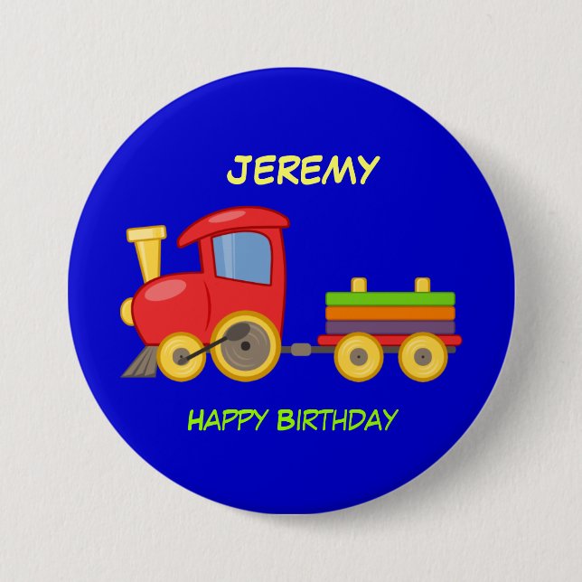 Alles Gute zum Geburtstag, Spielzeugzug, Vorlage Button (Vorderseite)