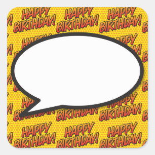 Alles Gute zum Geburtstag Sprechblase Lustig Comic Quadratischer Aufkleber