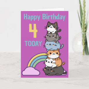 Alles Gute zum Geburtstag Stapel Katzen Mit Alter Karte