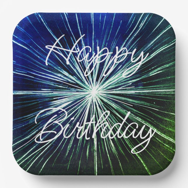Alles Gute zum Geburtstag Starburst Pappteller (Vorderseite)