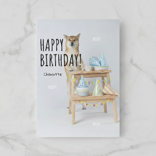 Alles Gute zum Geburtstag stehende Shiba Inu Hund Karte