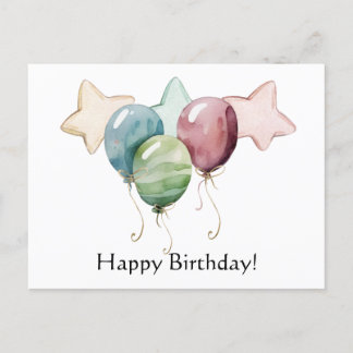 Alles Gute zum Geburtstag - Sterne und Balloons Postkarte