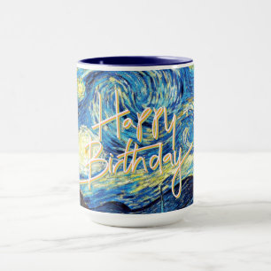 Alles Gute zum Geburtstag, Sternennacht in Kunstau Tasse
