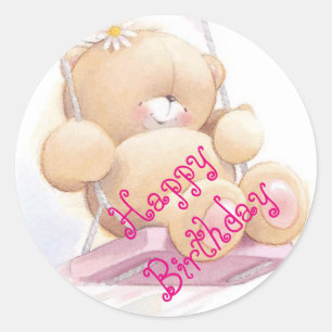 Alles Gute zum Geburtstag/Stickers/Teddy Bären Runder Aufkleber