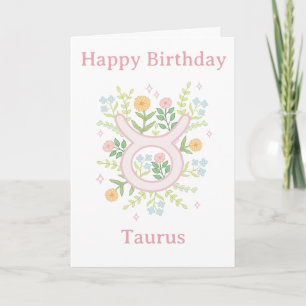 Alles Gute zum Geburtstag Stier Florale Illustrati Karte