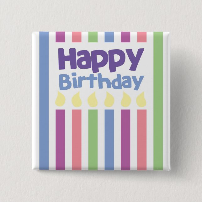 Alles Gute zum Geburtstag stripey Karte Button (Vorderseite)