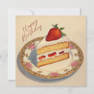 Alles Gute zum Geburtstag Stück Erdbeerkuchen Karte