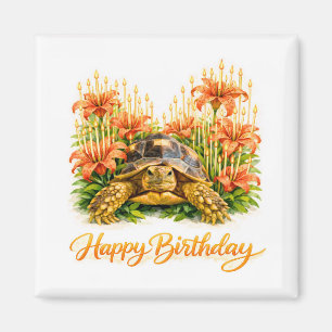 Alles Gute zum Geburtstag Sulcata-Schildkröte mit  Magnet