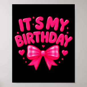 Alles Gute zum Geburtstag Süß Rosa, Schleifen Herz Poster
