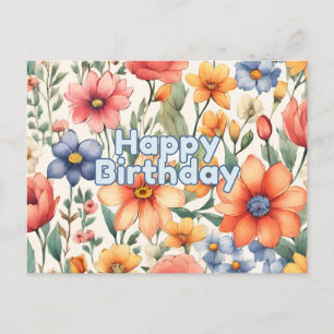 Alles Gute zum Geburtstag Süße abstrakte Aquarellb Postkarte