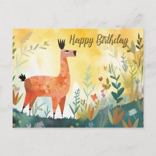 Alles Gute zum Geburtstag Süße Alpaka und Abstrakt Postkarte