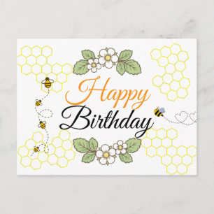 Alles Gute zum Geburtstag Süße Biene Botanisch Feiertagspostkarte