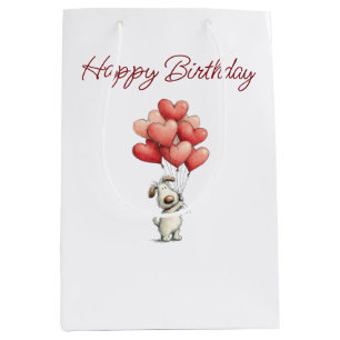 Alles Gute zum Geburtstag Süße Hunde Ballons Mittlere Geschenktüte