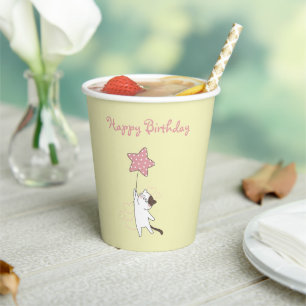 Alles Gute zum Geburtstag Süße Katze Pappbecher