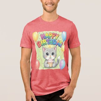 "Alles Gute zum Geburtstag Süße Katze T-Shirt Desi Tri-Blend Shirt