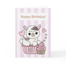 Alles Gute zum Geburtstag Süße Lama Mädchen Karte