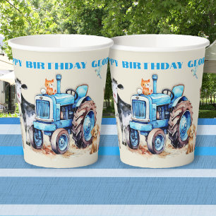 Alles Gute zum Geburtstag Süße Tiere Traktor Party Pappbecher