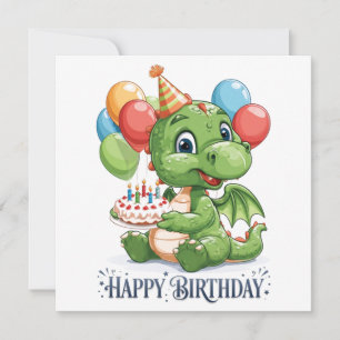 "Alles Gute zum Geburtstag" Süßer Cartoon grüner D Feiertagskarte
