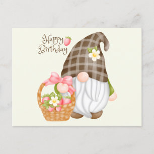 Alles Gute zum Geburtstag Süßer Gnom mit Erdbeerko Postkarte