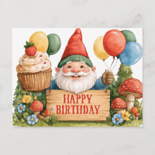 Alles Gute zum Geburtstag Süßer Gnom Wasserfarben- Postkarte