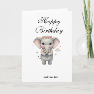 Alles Gute zum Geburtstag süßer grauer Baby-Elefan Karte