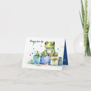 Alles Gute zum Geburtstag Süßer Grüner Frosch mit Einladung