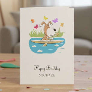 Alles Gute zum Geburtstag Süßer Hund Welpe Kayak P Karte