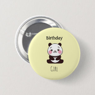 Alles Gute zum Geburtstag süßer Panda-Bär gelb Button