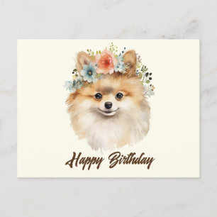 Alles Gute zum Geburtstag Süßer Pomeranian Hund mi Postkarte