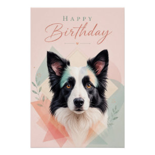 Alles Gute zum Geburtstag Süßer Schwarz Weiß Hund Poster